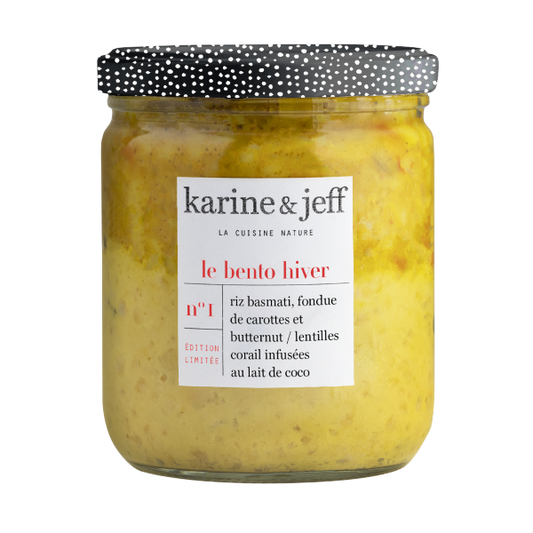 Bento collection hiver -  riz basmati, fondue de carottes et butternut, lentilles corail infusées au lait de coco - 1